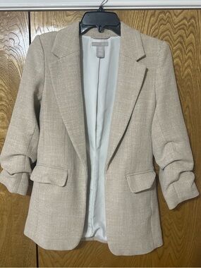 H&M Beige Textured Tailored Blazer